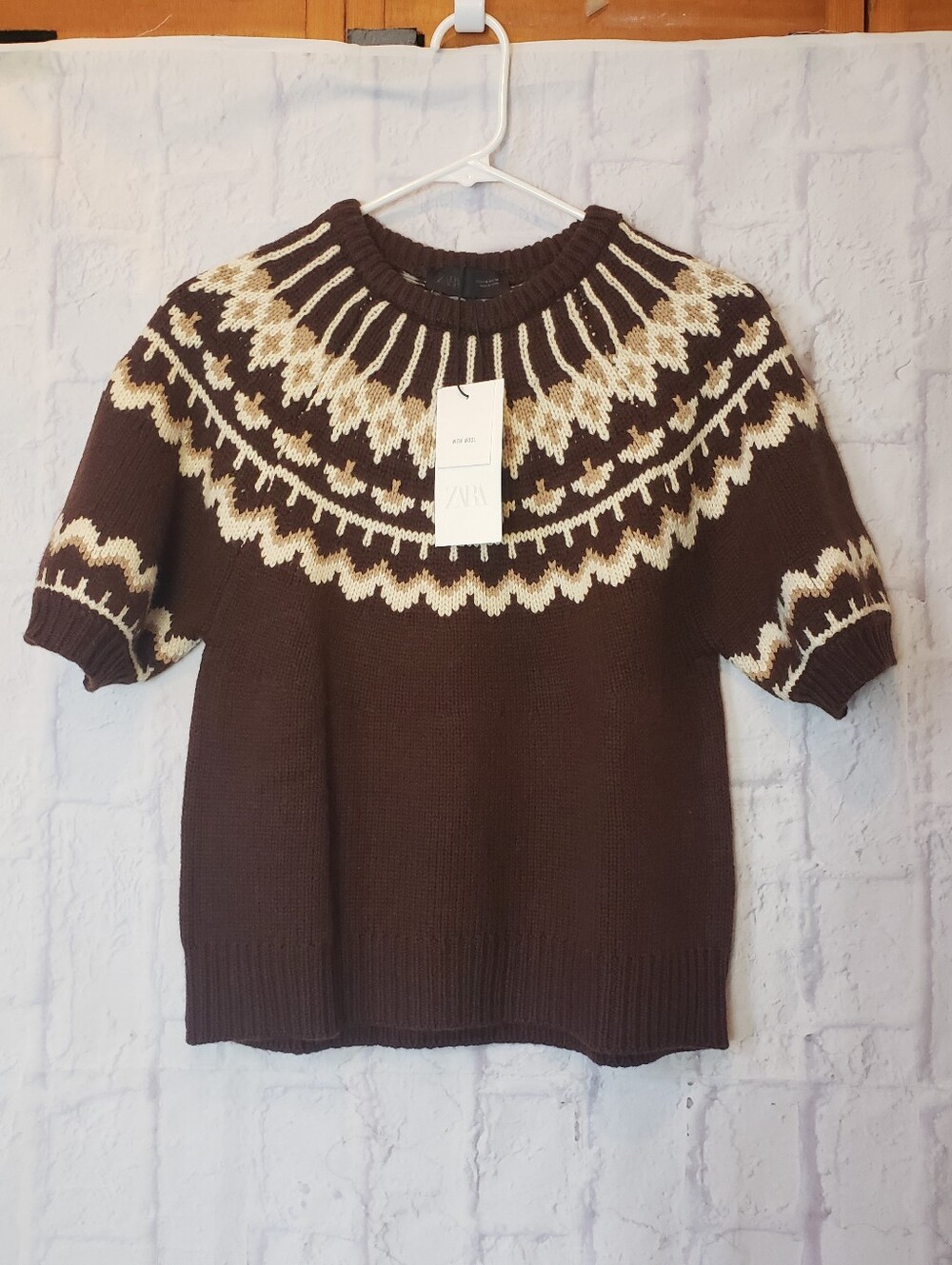 ZARA NWT Short-Sleeve Wool-Blend Sweater Medium